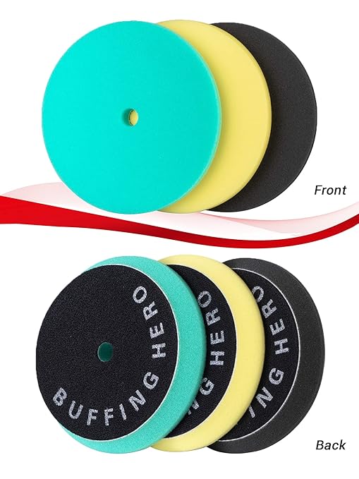3pcs Polishing Pads for Orbital Sander, Orbital Buffing Pads Hook and Loop Foam Buffer Pad Set for Cutting, Compounding, Polishing and Waxing (5 inch) Almohadillas de pulido para lijadora Orbital
