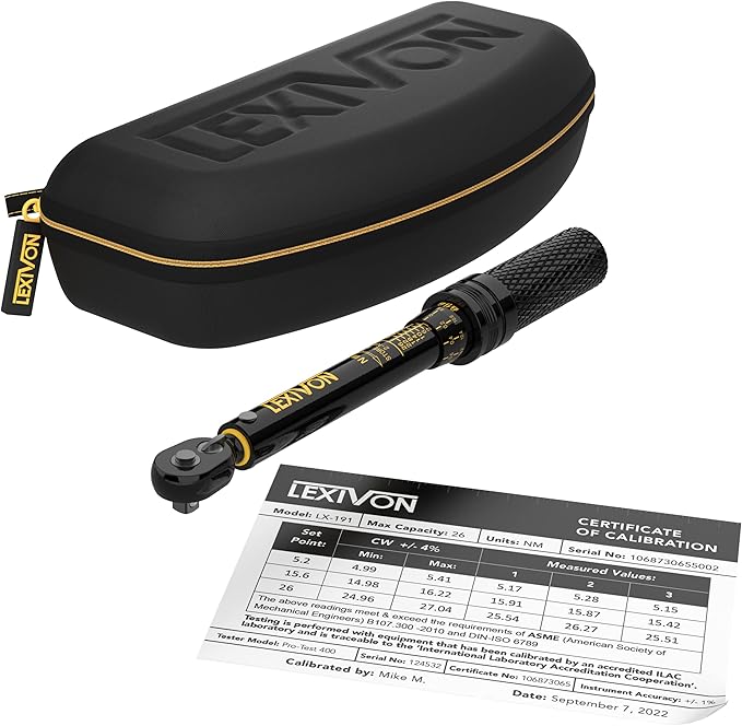 LEXIVON Bike Torque Wrench 1/4-Inch Dr. 15-Piece Kit | 72-Tooth Gear, Dual-Direction Click Type 2~26 Nm / 17.7~230.1 in-lb (LX-191)