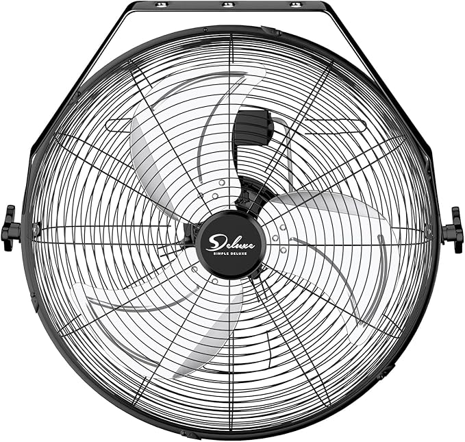 Simple Deluxe 20 Inch High Velocity 3 Speed, Max 4650 CFM Black Wall-Mount Fan for Warehouse, Greenhouse, Workshop, Patio, Factory and Basement