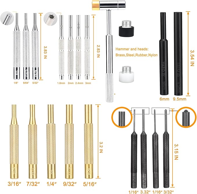Torque Screwdriver & Pin Punch Set, Elite Gunsmithing Tools Absolute Combo for Gun Maintenance, Scope Mounting, DIY, Include S2 Bits, Brass and Steel Pin Punches, Hammer set