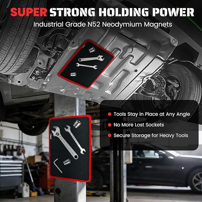 Strong Magnetic Tool Mat Magnetic Parts Tray with Anti-Slip Backing Heavy Duty with Powerful Magnets for Organizing Screws Nuts Bolts Small Tools - Workshop, Garage, DIY-Red 1PCS