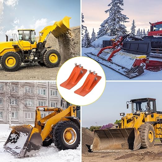 2Pcs Tractor Bucket Protector, Skid Edge Guard - Double Lock Nuts & Bolts, 4.5" Width Orange Steel Plate, Universal Fit for 60" to 72" Loaders, for Snow Removal, Gravel, Leaves Spreading