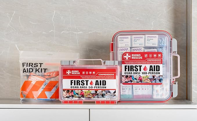 RHINO RESCUE 220 Pieces First Aid Kit Refill Bag, Emergency Extra Replacement Supplies, Includes Medical Bandages, Gauzes & Pads for Home, School & Car