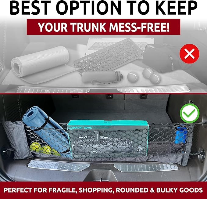 Envelope Style Trunk Mesh Cargo Net for GMC Yukon SLE SLT AT4 Denali 2021-2026 - Car Accessories - Premium Trunk Organizers and Storage - Cargo Net for SUV - Vehicle Carrier Organizer for GMC Yukon
