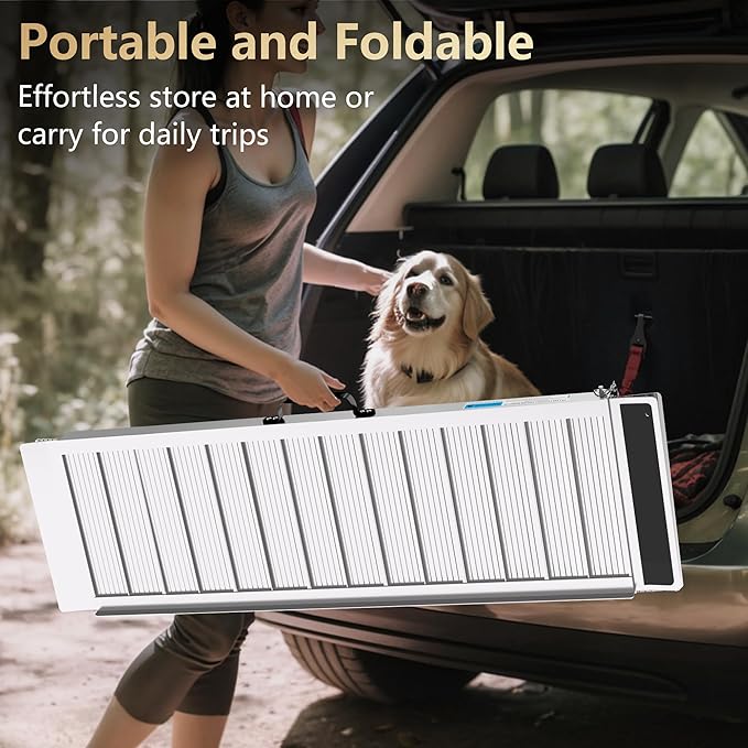 4FT Portable Wheelchair Ramp, Non-Slip Aluminum Folding Handicap Ramp, Ramps for Wheelchairs for Home with Handle, Wheelchair Ramps for Home Steps/Stairs/Threshold/Doorways/Scooter, 600LBS Capacity