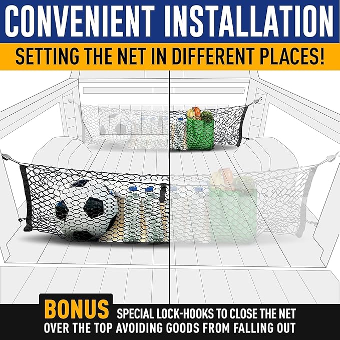 Envelope Style Trunk Mesh Cargo Net for Chevy Silverado Accessories 2013-2026 - Premium Trunk Organizers and Storage - Cargo Net for Pickup Truck Bed - Truck Bed Net for Chevy Silverado