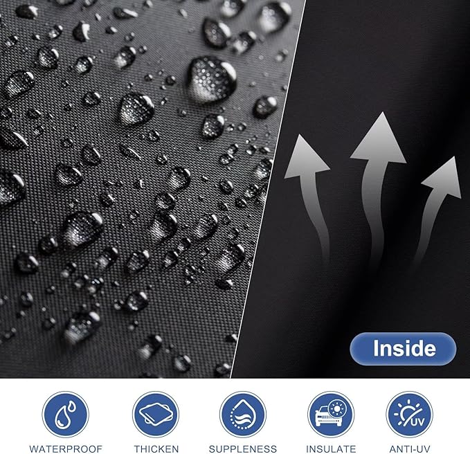 Kayme SUV Car Cover Custom Fit for BMW X5, Audi Q7/SQ7, VW Volkswagen Atlas, Windproof Upgraded & 100% Waterproof. All-Weather Full Exterior Cover Rain Sun Snow Protector with Door Zipper and Towel.