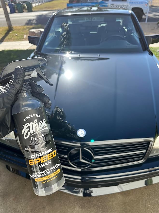 Ethos Ceramic Speed Wax – SiO2 Ceramic Coating Spray for Cars – Hydrophobic Car Wax Spray Top Coat Polish – High Gloss Shine, Ceramic Spray Wax – 12+ Month Protection