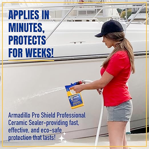 Professional Ceramic Sealer – Ultimate Protection & Just Waxed Deep Shine – Spray-On Hydrophobic Ceramic Coating for Cars, Boats & RVs (12 oz Hose-End Sprayer)