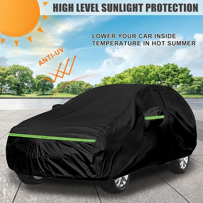Waterproof Car Cover Compatible with Toyota Corolla Hatchback 2019-2025, Black 210T Inside Cotton Cover with Door Zippers for Snow Rain Dust Outdoor Protection