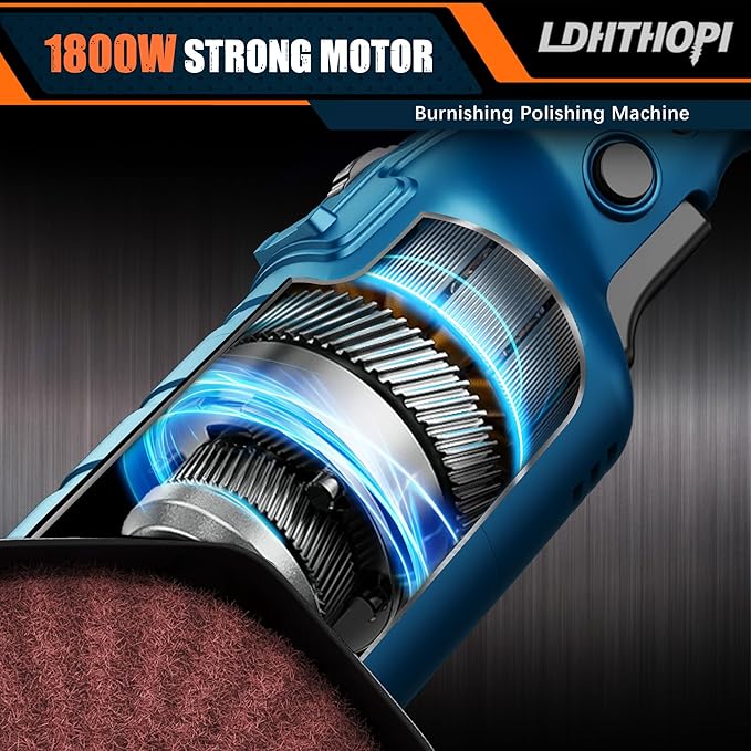 LDHTHOPI 1800W Burnishing Polishing Machine, 110V Handheld Electric Stainless Steel Polisher, 8 Variable Speed, 3100RPM for Metal, Stainless Steel, Wood