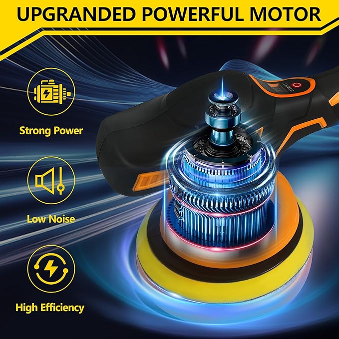 Cordless Car Buffer Polisher kit - 2Pcs 2000mAh 21V Battery, 6 Inch Portable Orbital Buffer Polisher Kit, 8 Variable Speed Car Polisher for Car Detailing/Polishing/Waxing