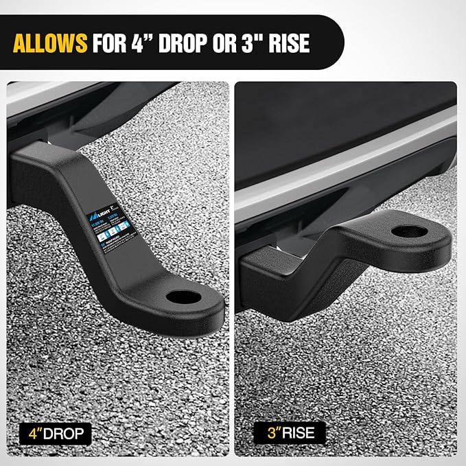 Nilight Forged Trailer Hitch Mount Fits 2 Inch Receiver Square 5/8" Hitch Pin Clip 17000 lbs 4" Drop, 1-1/4” Hole, Gloss Black Powder Coat