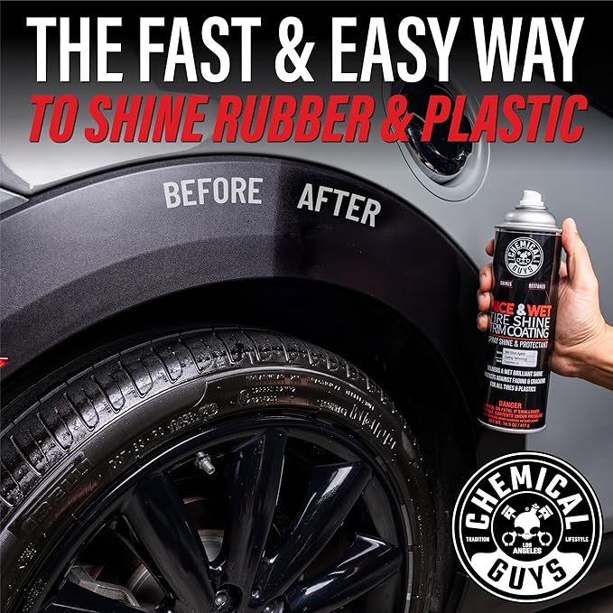 Chemical Guys TVDSPRAY101 Nice & Wet Tire Shine Trim Coating for Rubber, Plastic and Vinyl, Safe for Cars, Trucks, SUVs, Motorcycles, RVs & More, 14.5 fl oz