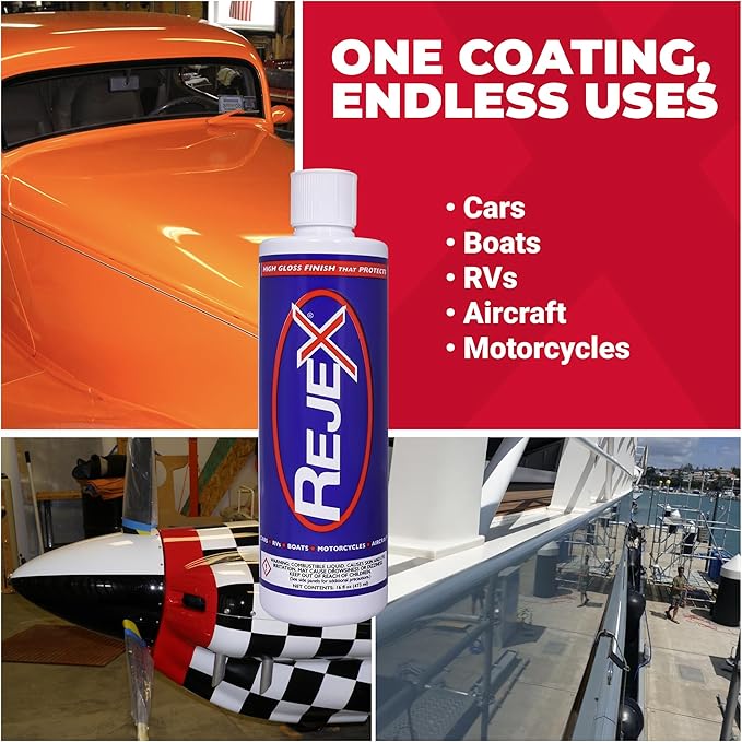 RejeX High Gloss Finish That Protects, Long-Lasting Polymer Coating for Cars, Trucks, Boats, RV, Motorcycles, Aircraft, Glass, Painted Metal, Fiberglass, Acrylic, Gel Coat & Plastic Surface, 128 Fl Oz