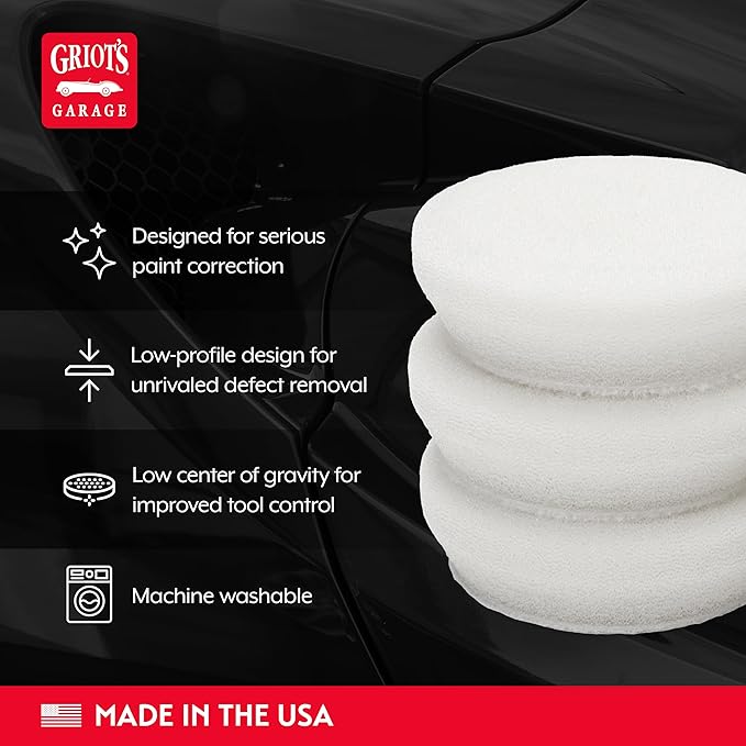 Griot's Garage BOSS 2" Fast Correcting Foam Pads for Car Polishing and Detailing, Buffing Pads for Moderate to Severe Scratch Removal, Set of 4