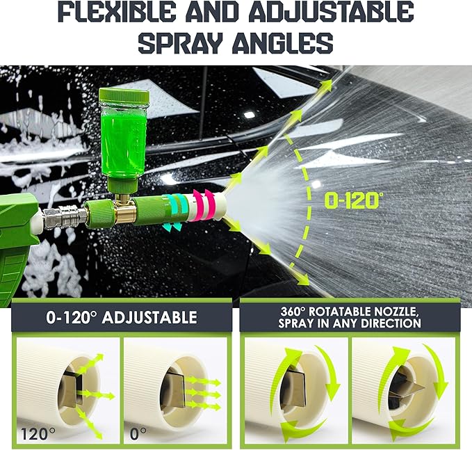 Foam Cannon Pro for Pressure Washer with 5 Nozzle Tips, Adjustable Soap Foam Sprayer with 1/4" Quick Connector for Car Wash