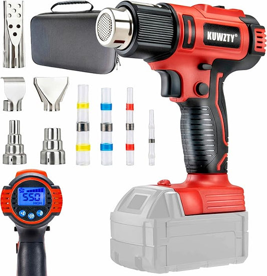 Cordless Heat Gun for Milwaukee M18 Battery,with LCD Digital Display, 2-Temp Setting Max 1022°F(550°C),Heat Gun for Shrink Wrapping, Tube Bending,Resin(Tool Only, NO Battery)