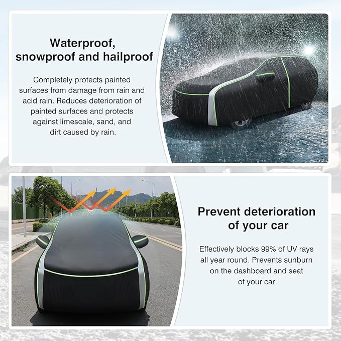 Cartist Car Cover for Nissan Sentra 2000-2025 2026 Outdoor All Weather Full Car Cover for Sentra Waterproof Anti UV with Zipper & Reflective Safety Strips