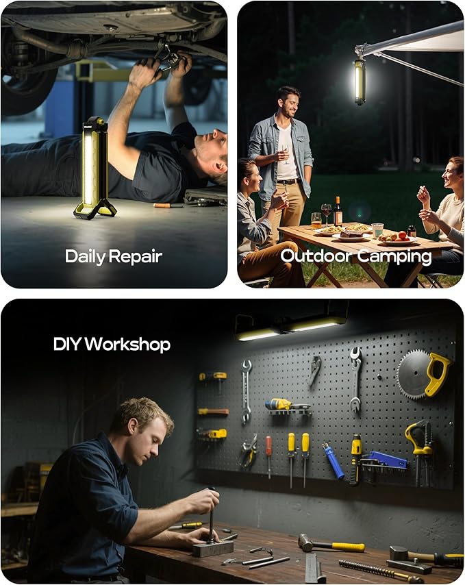 Mechanics Work Light, Under Hood Working Light Bar with Magnetic, 5600AH 3600LM Portable Cordless Work Light for mechanic, Job Site Lighting for Underhood/Mechanic/Car Repairing/Garage -Yellow