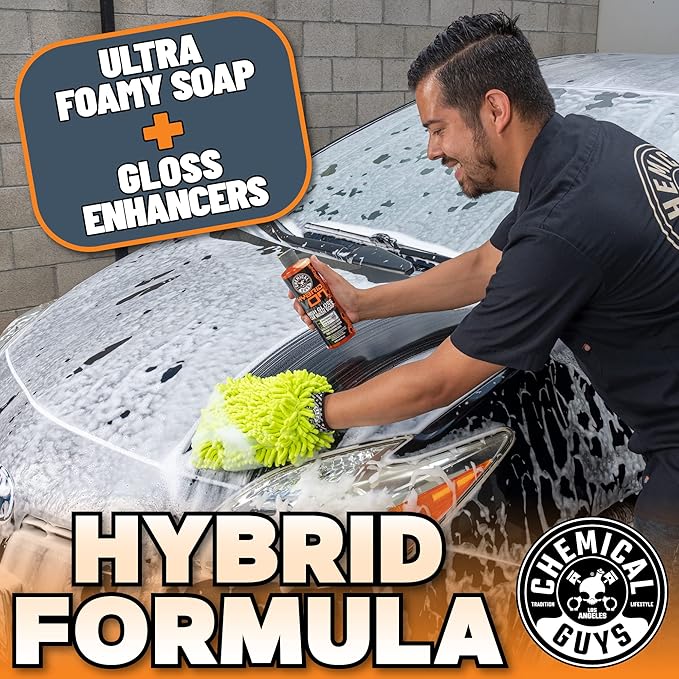 Chemical Guys CWS_808_16 Hybrid Foaming High Gloss Car Wash Soap (Works with Foam Cannons, Foam Guns or Bucket Washes) Safe for Cars, Trucks, Motorcycles, RVs & More, 16 fl oz, Orange Scent
