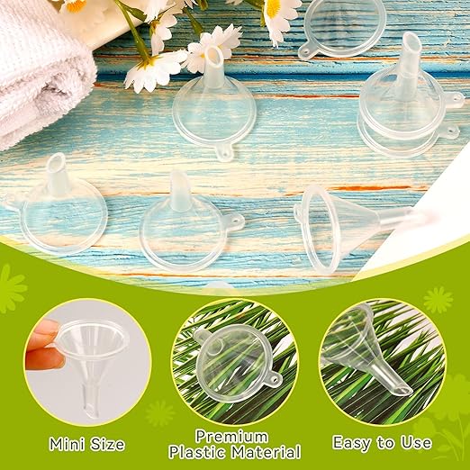 120 Pcs Mini Clear Plastic Funnel, Little Small Funnel Set Kit for Lab Bottles Essential Oils Perfumes Powder Spices Sand Art Capsule Kitchen