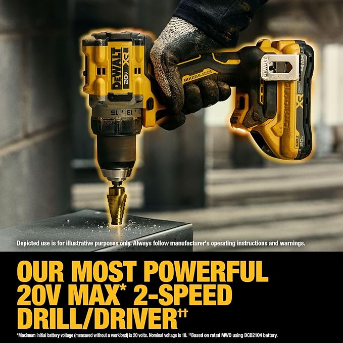 DEWALT 20V MAX XR Brushless Cordless 1/2 in. Drill Driver Kit With DEWALT POWERPACK Batteries and Charger (DCD801QQ2)
