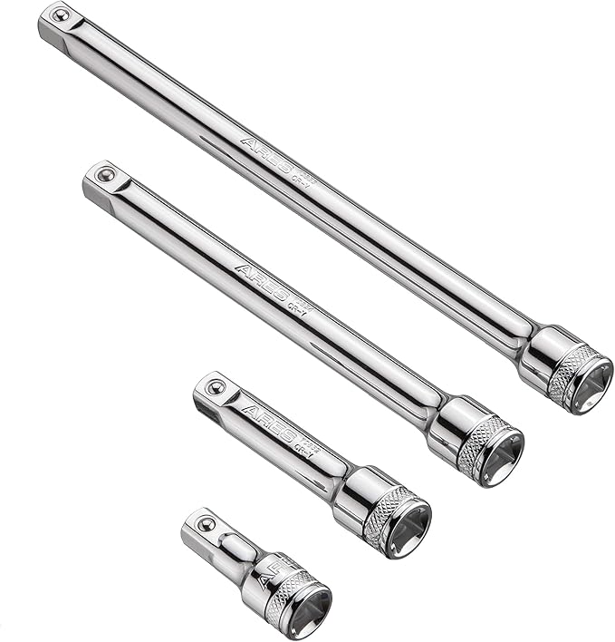 ARES 70244-4-Piece 3/8-Inch Drive Socket Extension Set - Includes 1 3/4-Inch, 3-Inch, 6-Inch and 8-Inch Extensions - Premium Chrome Vanadium Steel with Mirror Finish