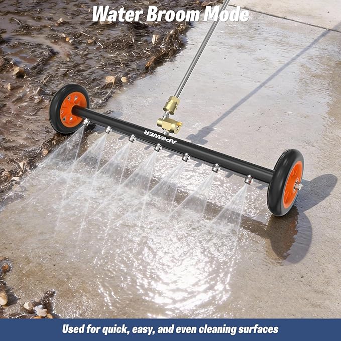 Undercarriage Pressure Washer Attachment, 24" Water Broom and Under Carriage Car Cleaner, Electric Power Wash Accessories with 3 Pieces Extension Wand, 1/4" Connector, 4000 PSI, Black