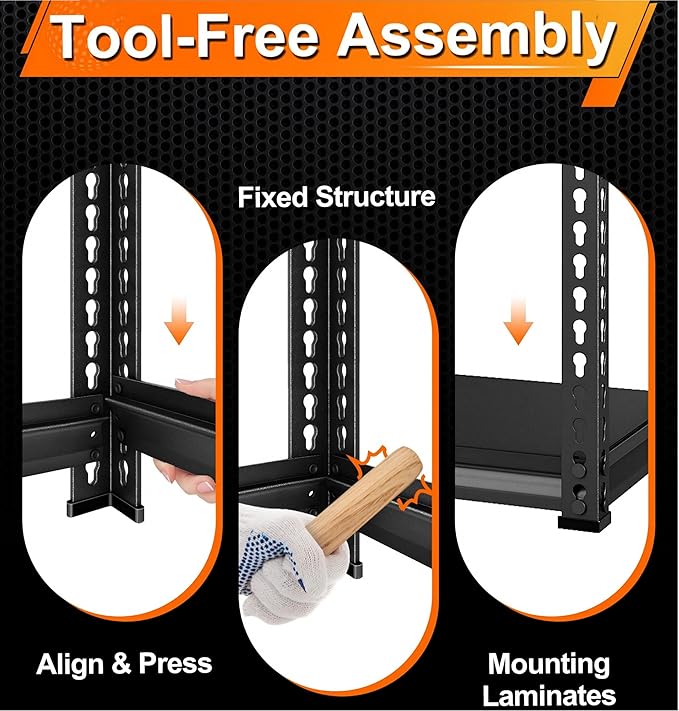 Heavy Duty Garage Shelves - 48''W 3,000Lbs Steel Metal Adjustable Utility Industrial Storage Shelving Rack Units for Warehouse Basement 5 Tier Black 47.2" W x 23.6" D x 78" H