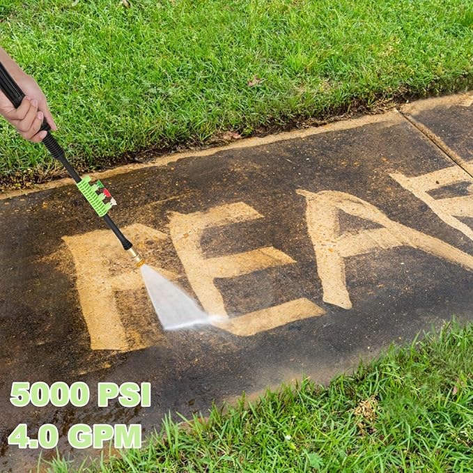 5000PSI Heavy Duty Pressure Cleaner with 33FT Hose, 4 Quick Connect Nozzles and Foam Cannon for Cars/Fences/Driveways/Patios/Home Cleaning, Deep Green