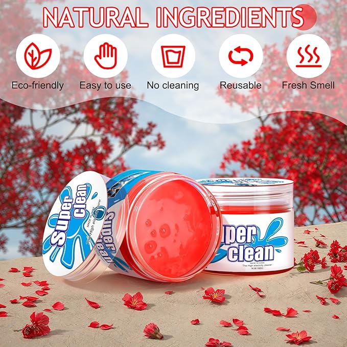 Car Cleaning Gel Car Cleaning Putty Car Putty Car Interior Cleaner Car Slime Car Detailing Kit Car Accessories Gifts for Men Women Stocking Stuffers Red