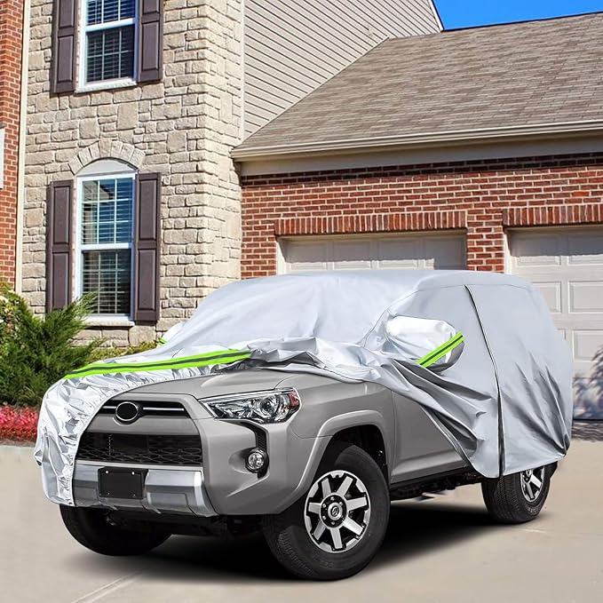 Waterproof Car Covers Replace for 2002-2024 Toyota 4Runner, 6 Layers Sliver All Weather Custom-fit Car Cover with Zipper Door for Snow Rain Dust Hail Protection (4Runner)