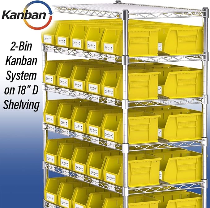 Akro-Mils 30237 AkroBins Plastic Storage Bins, Space-Saving Stackable Bins for Garage, Pantry, Craft Organization, 9" x 6" x 5", Stone, 12-Pack