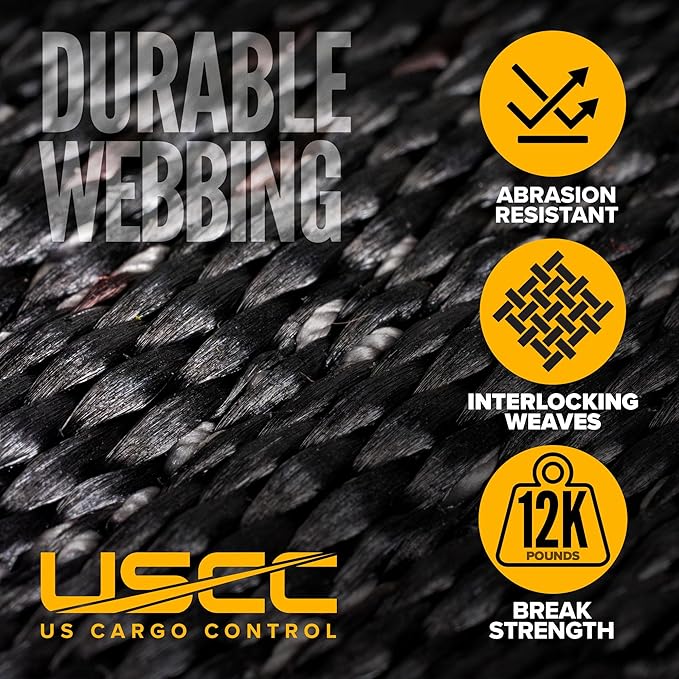 US Cargo Control Cargo Nets for Pickup Truck Bed 4.2 FT x 3.5 FT (2-Pack), Adjustable Truck Cargo Nets with S-Hooks & Cam Buckles, Fits Short Pickup Beds - Can Also Use in Trailers, Garages, Sheds