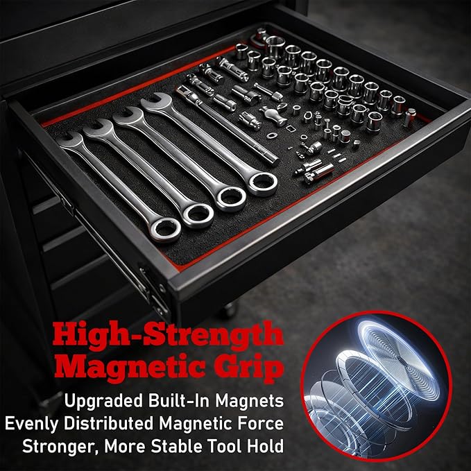 Qidejoy 1Pcs Magnetic Tool Mat & Holder, Flexible PVC & Non-Slip Tool Tray, 40LB Magnetic Parts Pad – Tools for Mechanics, Garage, Workshop & Auto Repair, Toolbox Organizer, Holds Screws