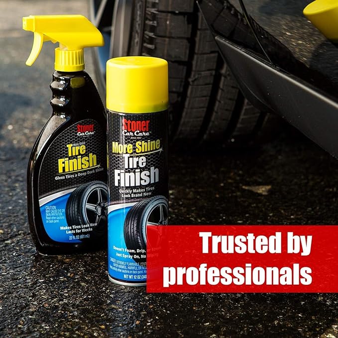 Stoner Car Care 91044-3PK Original More Shine Tire Shine Spray – Tire Dressing Restores Deep Matte Black Finish with Long-Lasting Rain-Resistant Protection, Dry-to-Touch – 12 oz (Pack of 3)
