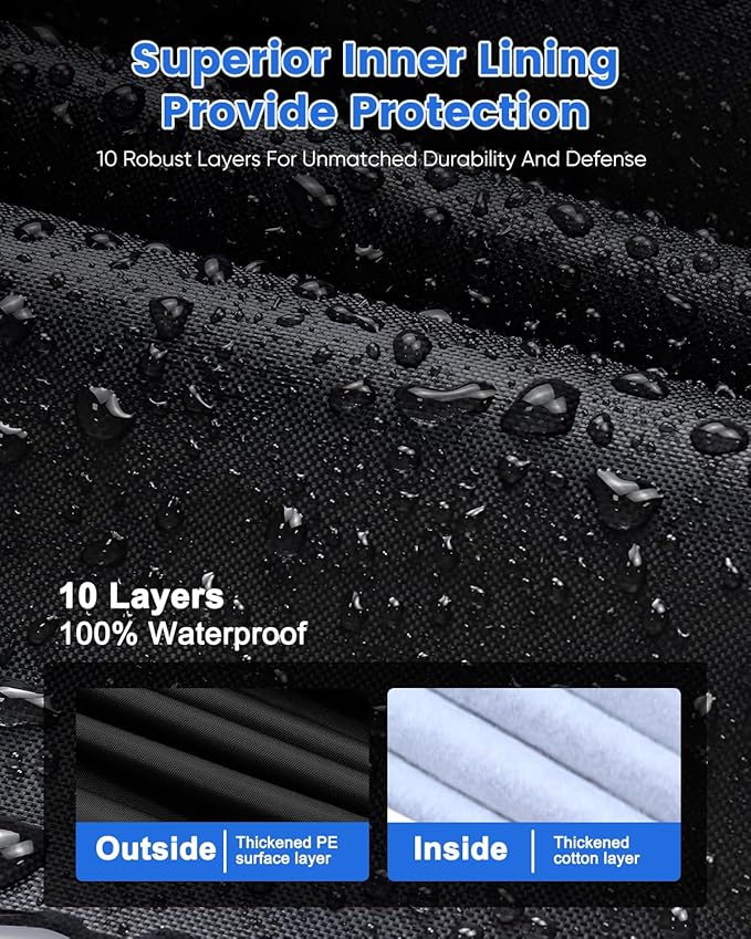 NOVSIGHT Waterproof Pickup Truck Cover for Full-Size Trucks, Heavy Duty 10-Layer All Weather Outdoor Cover with Windproof Straps, Fits 242-255 in, for F150 Silverado 1500 Sierra 1500 Ram 1500