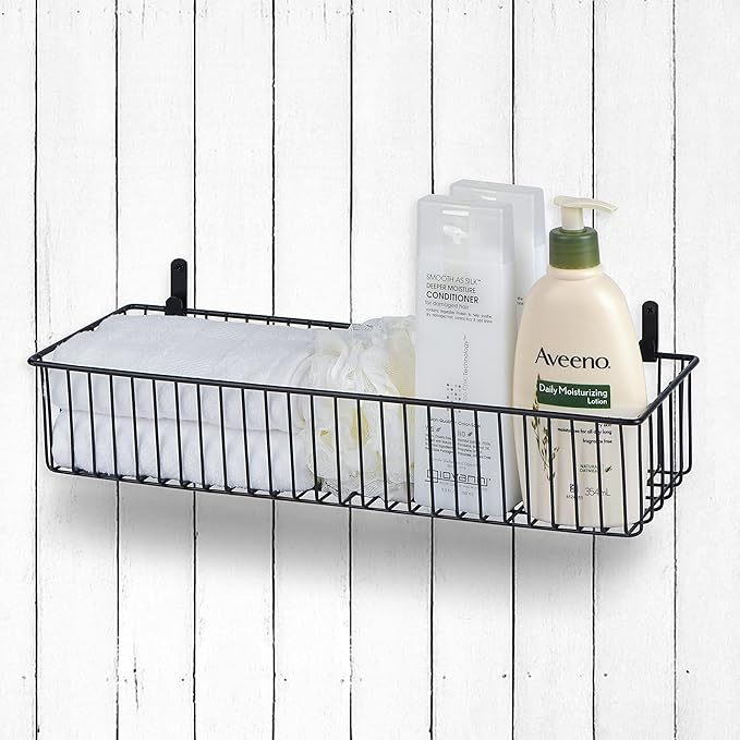 Wetheny Farmhouse Décor Metal Wire Organizer Storage Basket Bin(4 Pack)-Toilet Paper Storage-Organization and Storage for Bedroom, Bathroom, Kitchen Cabinets, Pantry, Laundry Room, Garage (Black)