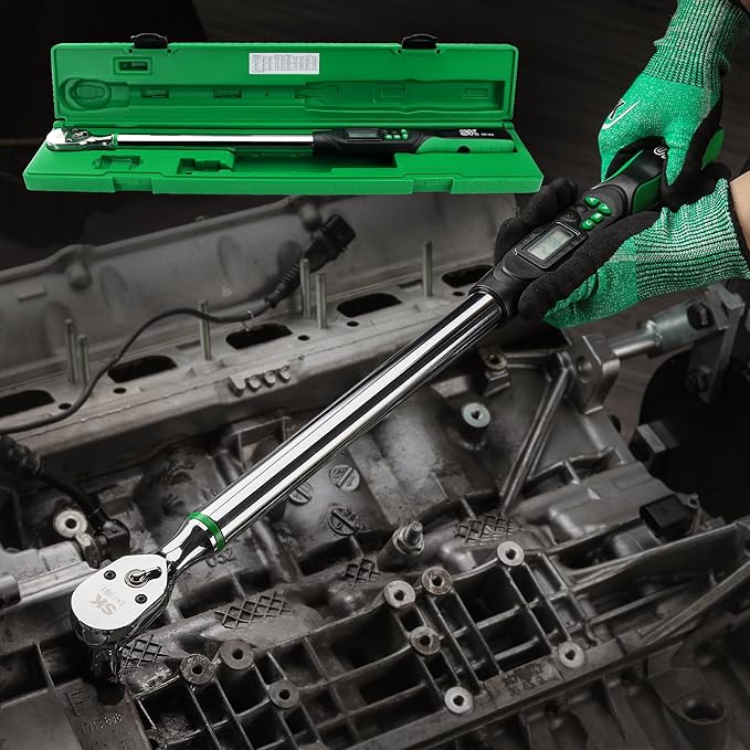 SK 1/2" Drive Digital Torque Wrench, 17 to 340 N-M, LED Display, Four Units of Measure & Flash Notification