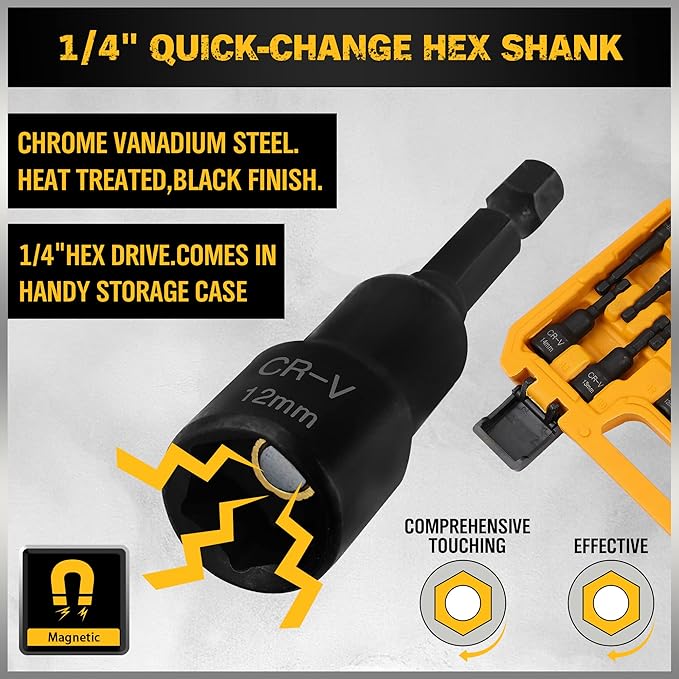 ELEAD 47-Piece Magnetic Nut Driver & Screwdriver Bit Set - Strong Magnetic Nut Drivers for Impact Drill, Power Nuts Driver, Mini Ratcheting Wrench, Drill Bits Extension & Socket Adapter