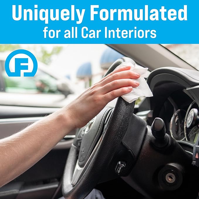 Fortress Car Interior Wipes (25 ct, Pack of 64) for Car Interior Cleaning, Dashboard, Seats, Detailing, and Steering Wheel [Travel Size] Skin-Safe Car Interior Cleaner Supplies