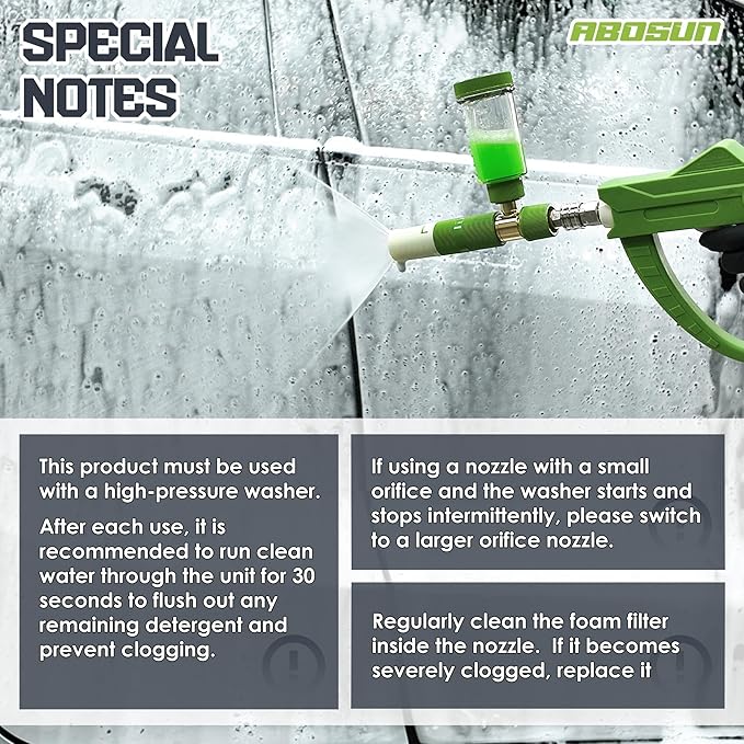 Foam Cannon Pro for Pressure Washer with 5 Nozzle Tips, Adjustable Soap Foam Sprayer with 1/4" Quick Connector for Car Wash