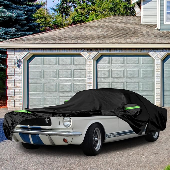 Waterproof Car Cover Replace for 1964-1978 Ford Mustang, 6 Layers All Weather Custom-Fit Mustang Full Car Covers with Zipper Door for Snow Rain Dust Hail Protection (1964-1978)