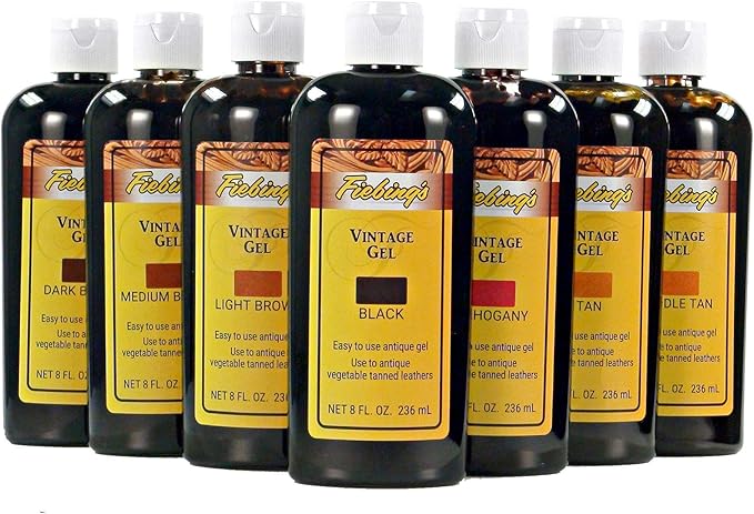 Fiebing's Vintage Gel - Medium Brown 8oz - Antique Gel for Leather