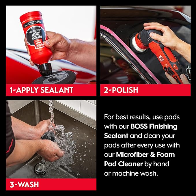 Griot's Garage BOSS 3” Finishing Foam Pads for Car Polishing and Detailing, Buffing Pads for Light Scratch Removal, Auto Wax, and Sealant Application, Set of 3