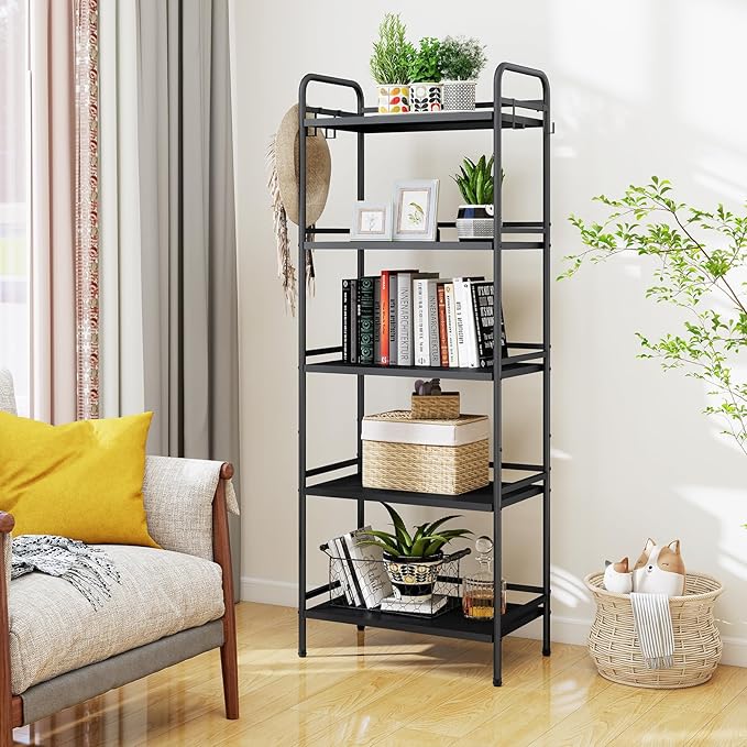 HDANI Storage Shelves, 5-Tier Metal Storage Rack with Shelf,Shelf Organizer,Garage Standing Shelving Unit for Laundry,Bathroom,Kitchen,Pantry, Closet,23.6''W X 13.8''D X 63''H,Black