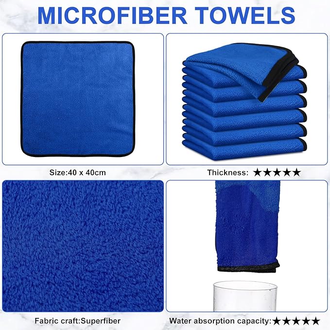 Tallew 40 Pcs Microfiber Towels:16"x16" Microfiber Drying Towels Bulk Micro Fiber Car Cleaning Cloth for Cars Drying Washing Polishing Office Windows Cleaning Household Supplies (Blue)