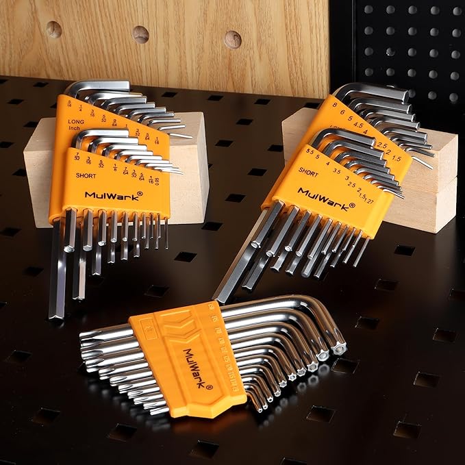 MULWARK Allen Wrench set Metric & SAE with Torx, Allen Key And Hex Key Tool Kit, Chrome Vanadium Steel, Bike Repair DIY Hand Tools, 46 Pcs