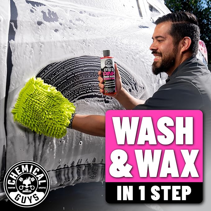 Chemical Guys CWS2211602 Mr. Pink Foam Party Wash & Wax (Works with Foam Cannons, or Bucket Washes) Safe for Cars, Trucks, SUVS, Motorcycles, RVs & More, (2-16 fl oz) Tangerine Scent